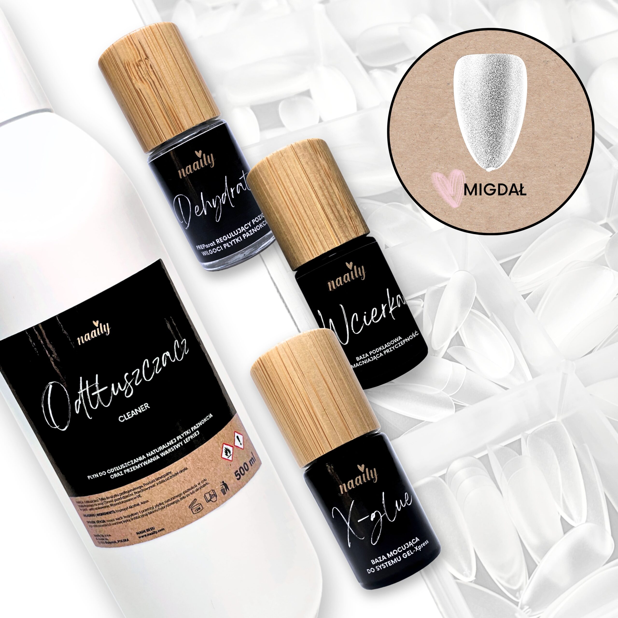 zestaw tipsów do paznokci, tipsy migdał