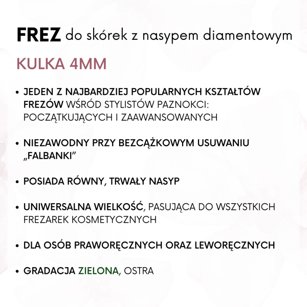 Frez do skórek KULKA 4mm z nasypem diamentowym - obrazek 2
