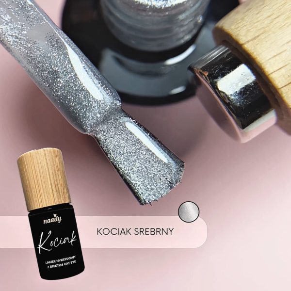 Kociak srebrny - lakier hybrydowy z efektem cat eye 5ml - obrazek 2
