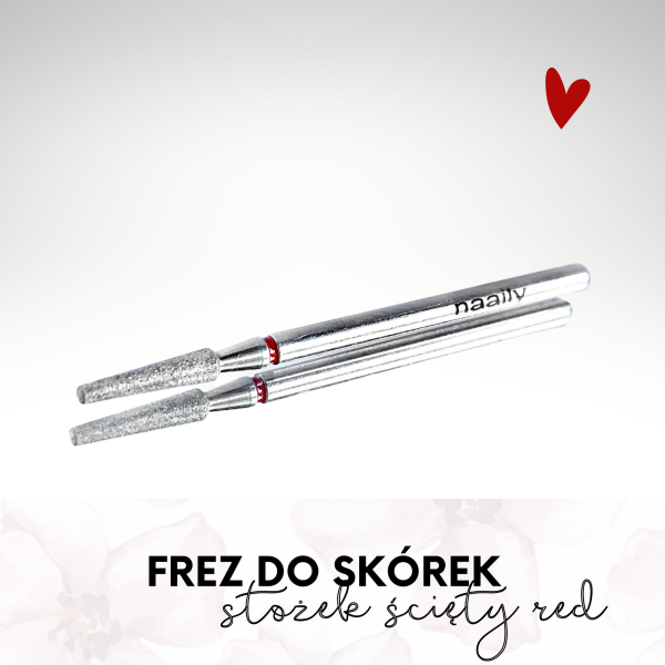 Frez do skórek STOŻEK ŚCIĘTY red z nasypem diamentowym - obrazek 4